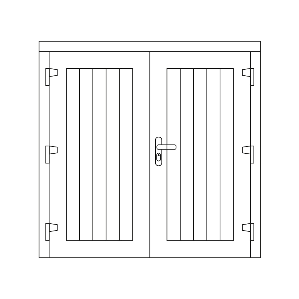 Dubbele deur met geribbeld paneel